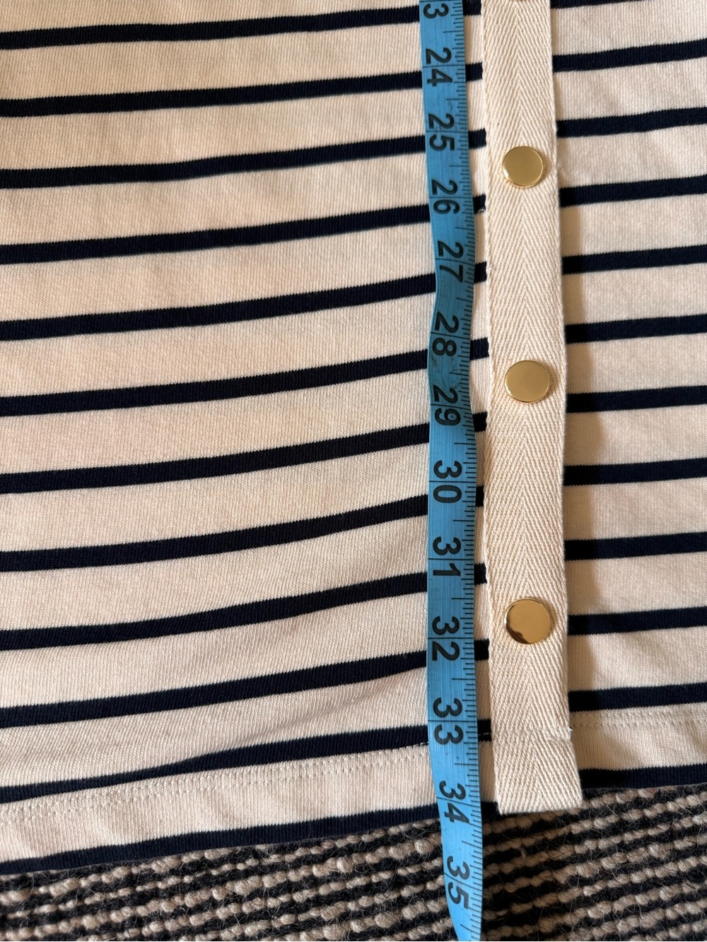 Veronica Beard 'Ruta' mini-dress Striped Button-Shoulder Tunic Marine Navy/Cream - Picture 7 of 12